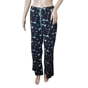 Croft & Barrow Black Martini Print Pajama Pants